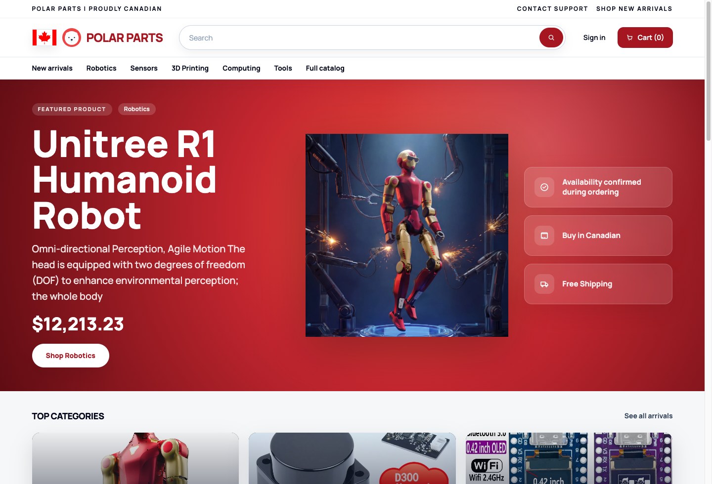 Polar Parts live ecommerce storefront generated with Daybot